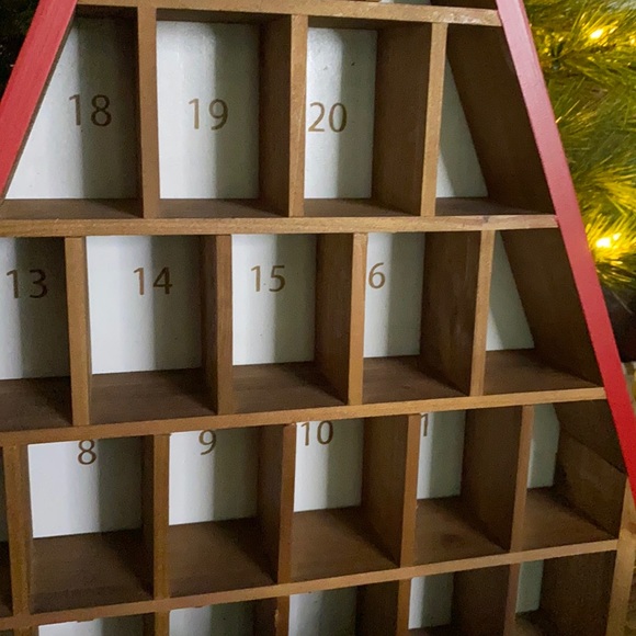 Pottery Barn Rustic and Charming Wooden Cubbied Cottage Advent Calendar - Picture 3 of 15